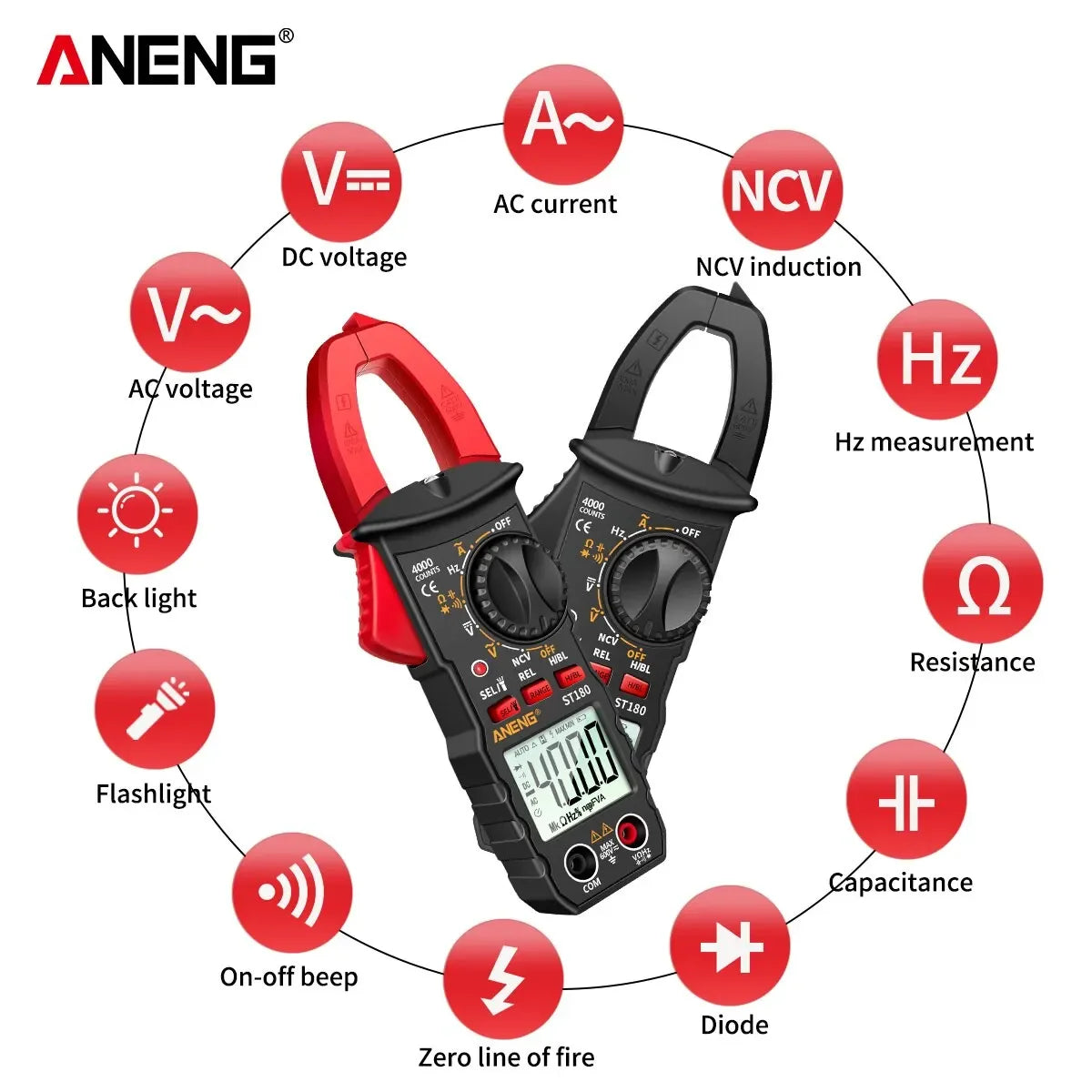 ANENG ST180 Digital Clamp Meter - AC/DC Voltage & Current Tester - image 2