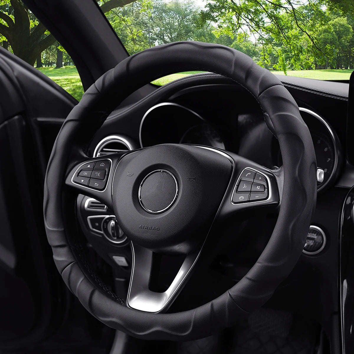 Faux Lambskin Plush Steering Wheel Cover, 14.5 to 15 Inch