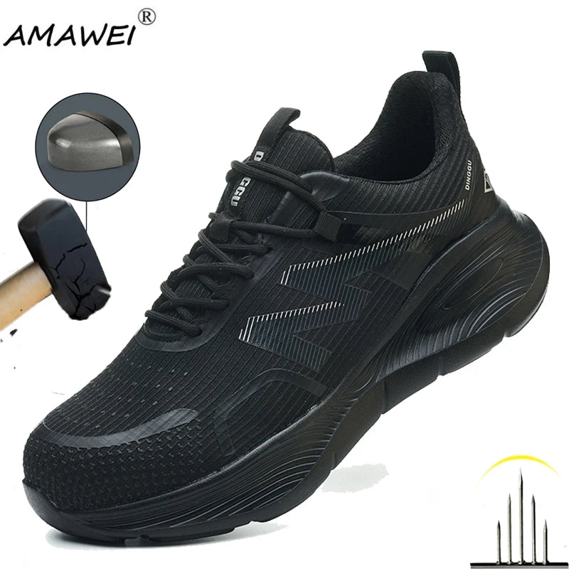 New Work Boots Steel Toe Safety Shoes Men Work Shoes Sneakers Lightweight Anti-Puncture Safety Shoes Men Indestructible Boots