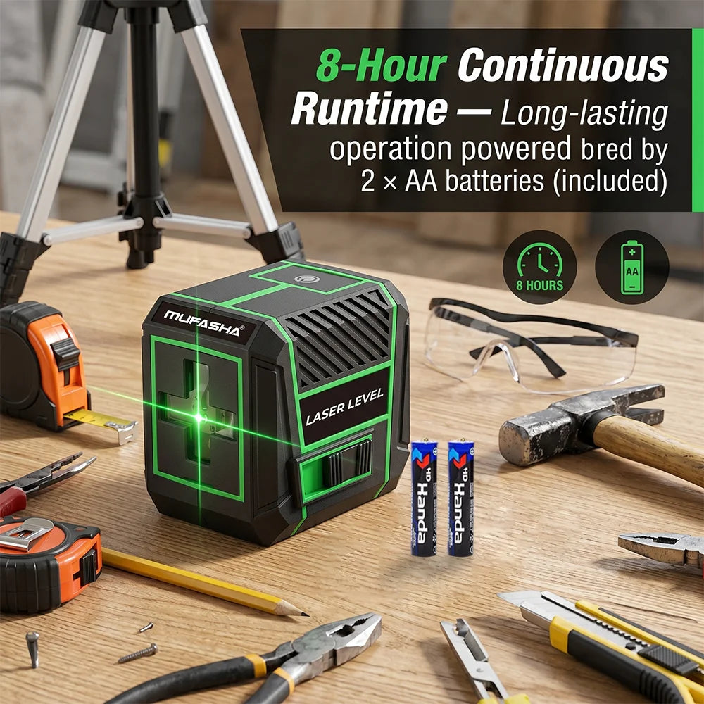 MG2 Laser Level Green Beam 2 Lines Self-Leveling 120° Cross Line Angle DIY Construction Measurement Tool