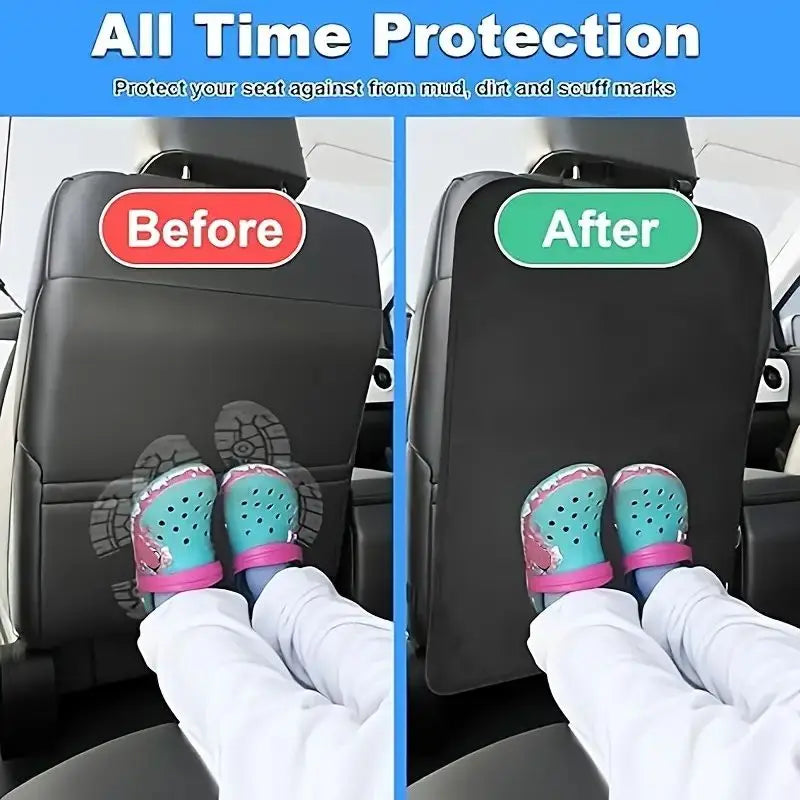 Universal Car Seat Kick Mat Protector 2PCS Waterproof Backseat Cover for Kids Pets Anti Slip Dirty Mud Proof Storage Bag