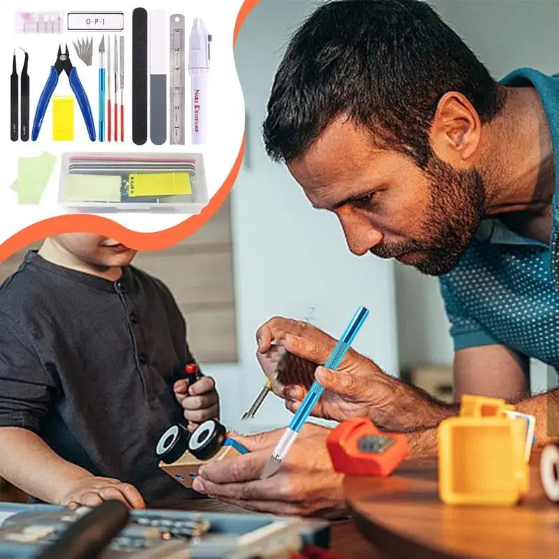 9/24-Piece Miniature Model Tool Kit with Box