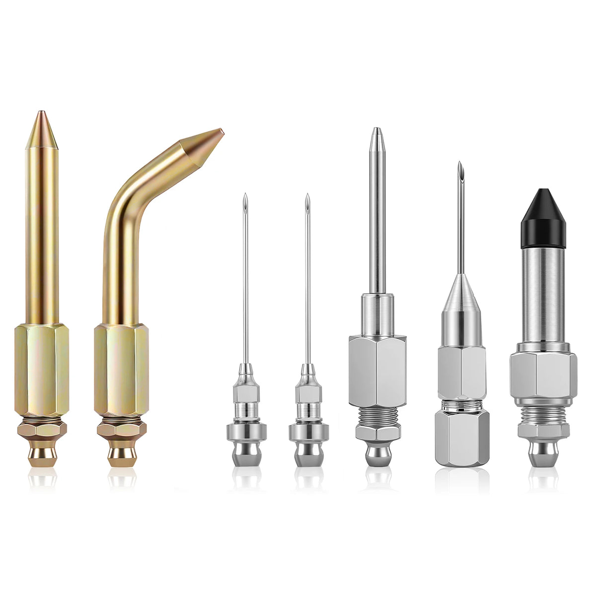 7PCS Grease Gun Needle Tips Accessories Kit Set Mini Needle Dispenser Rubber Joint Nipple Straight Nozzle Coupler Elbow Fittings