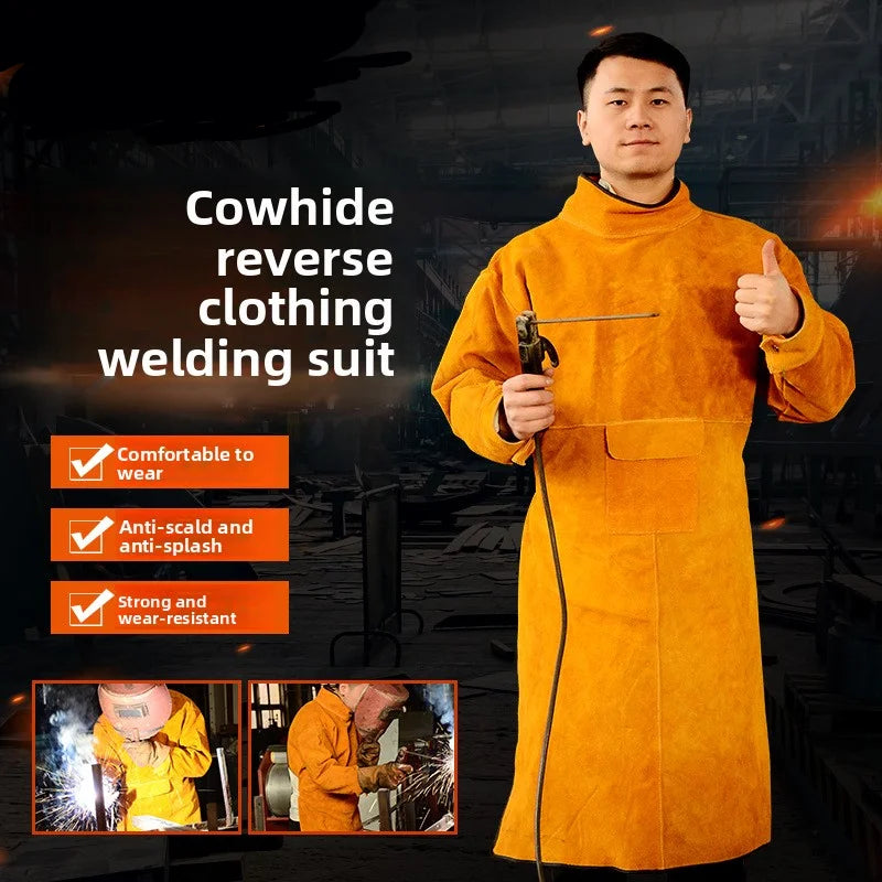 Work Apron Personalized Welding Apron Leather Heat Protection Durable Safety Gear Genuine Leather Heat Insulation Clothing