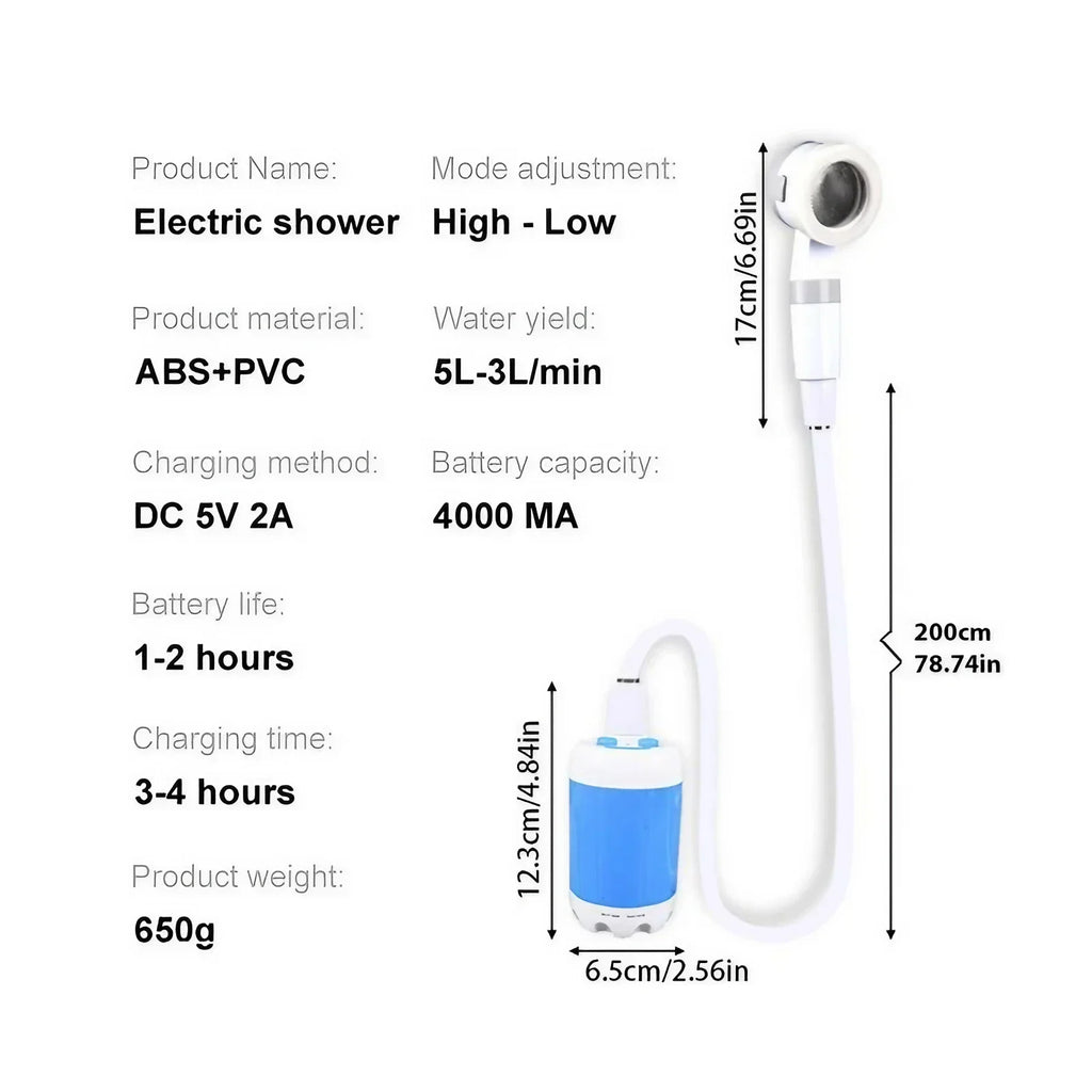 Portable Rechargeable Handheld Shower for Camping, Pets, Car - image 2