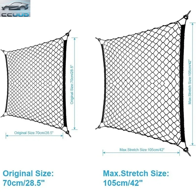 Nylon Car Rear Cargo Net Trunk Storage Organizer - Durable Net for Vehicle Trunk Organization