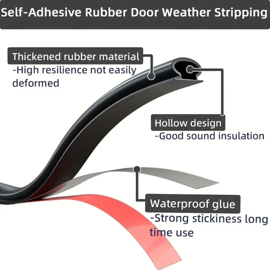 D-Shape Door Seal Strip, 1 Piece – Self-Adhesive Weather Strip