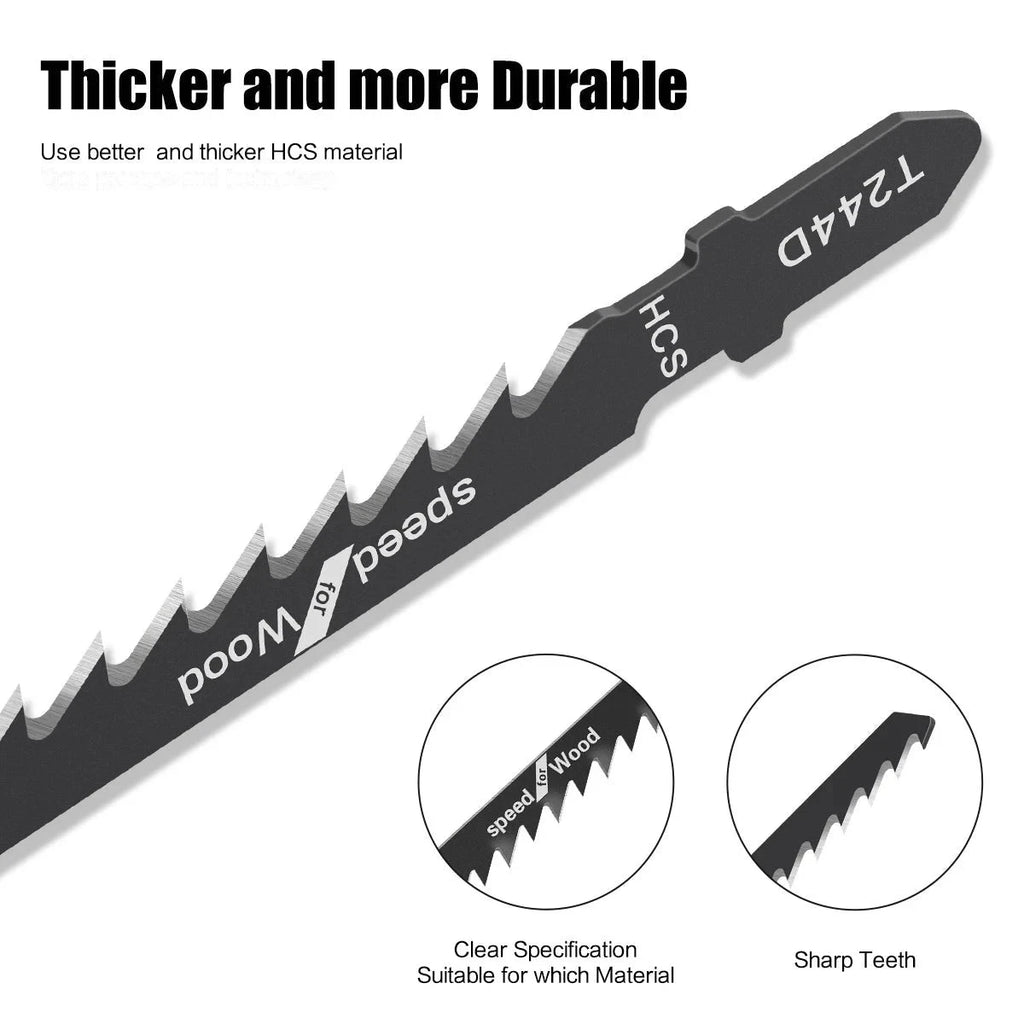5-Piece Reciprocating Jigsaw Blades – HCS T-Shank Assorted