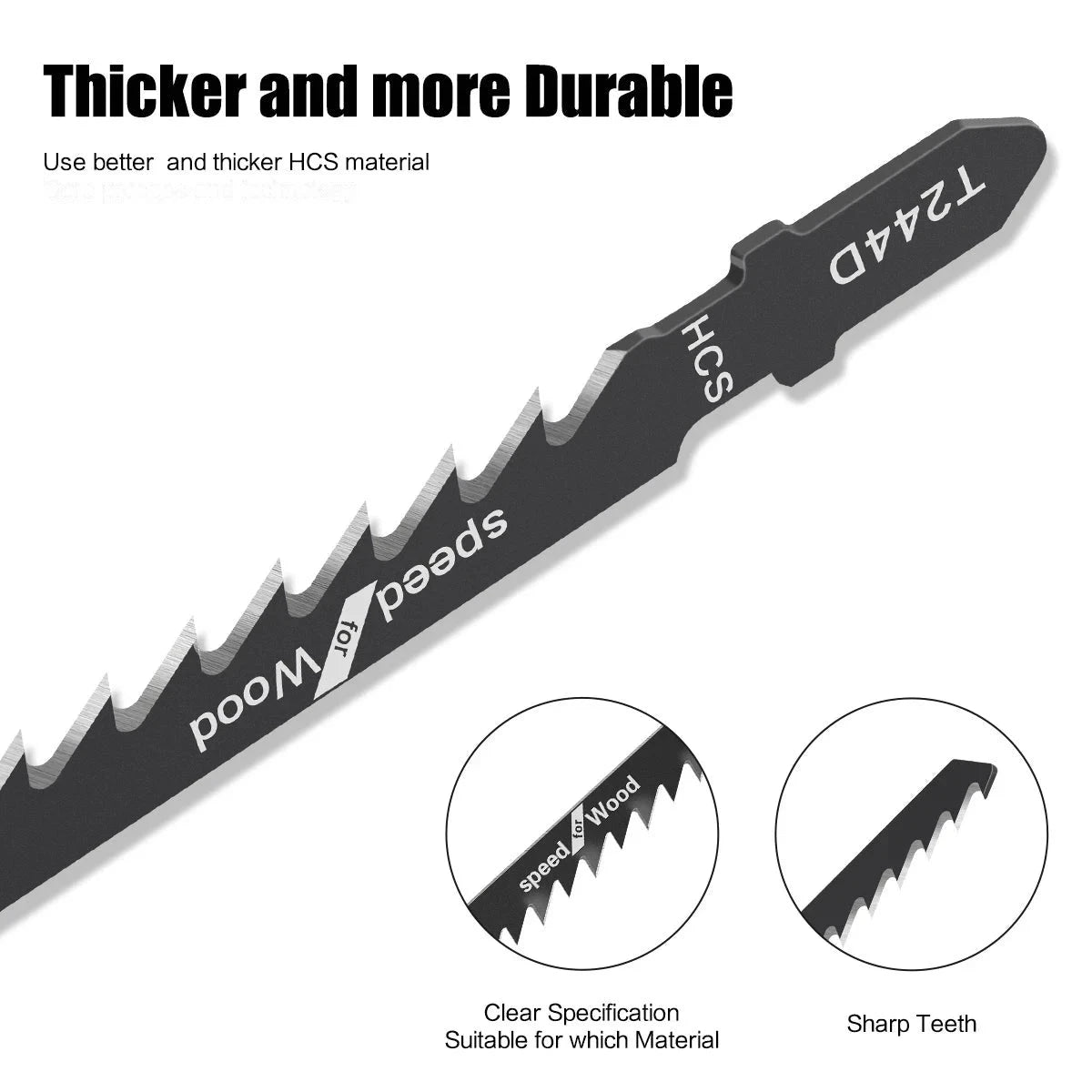 5-Piece Reciprocating Jigsaw Blades – HCS T-Shank Assorted