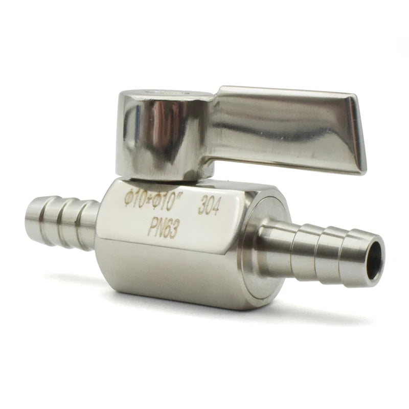 304 Stainless Steel Mini Ball Valve Hose Barb 7-25mm