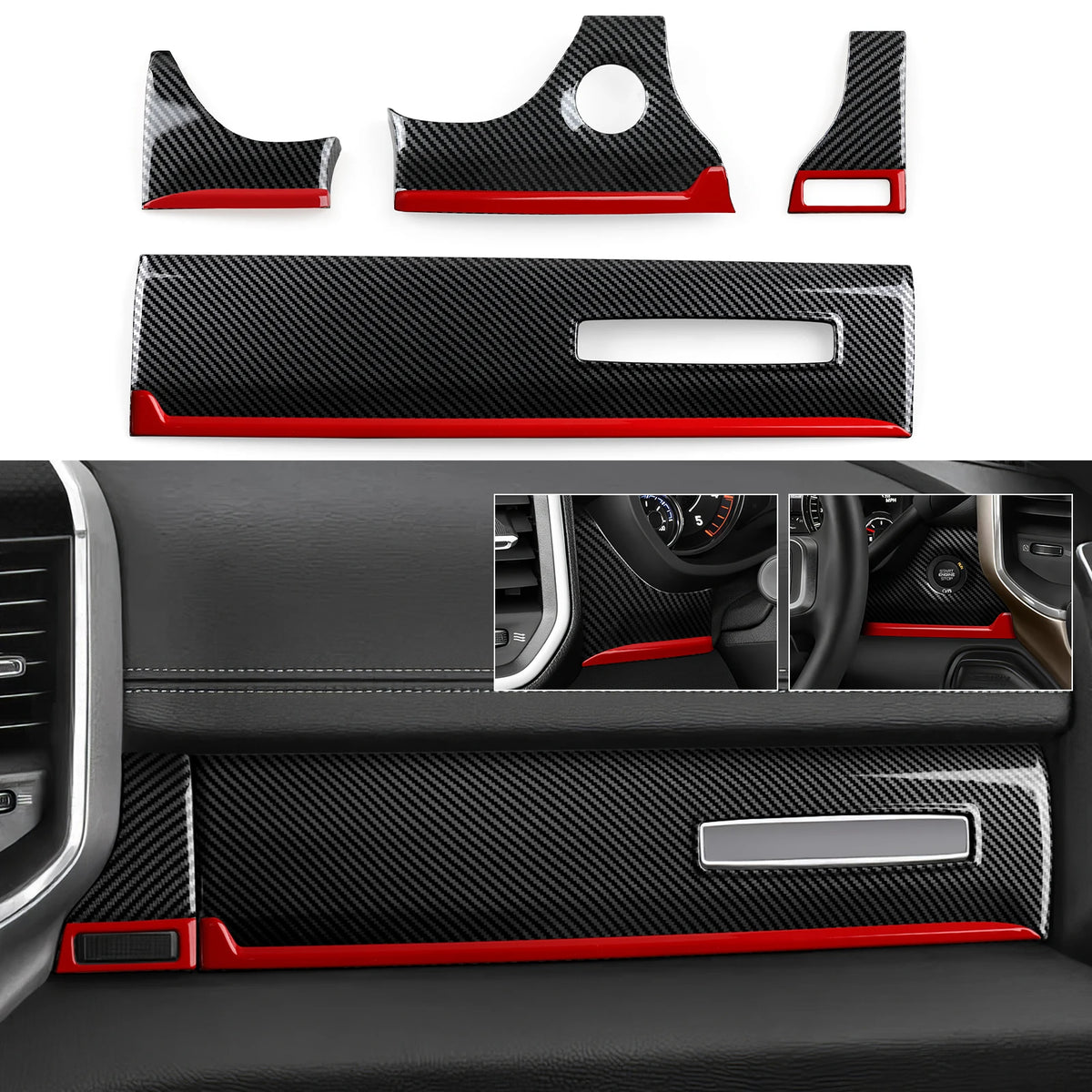 Carbon Fiber Gear Shift Panel Cover for Dodge RAM 2019-2026 - image 5