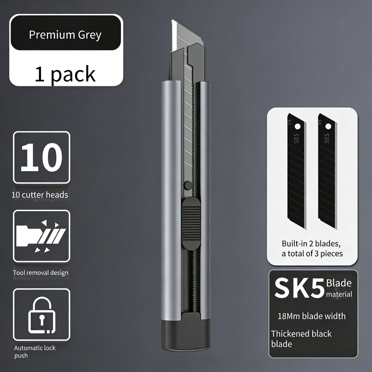 Large Stainless Steel Utility Knife - Heavy-Duty Cutter for Wallpaper, Unboxing, Crafts & Paper Cutting