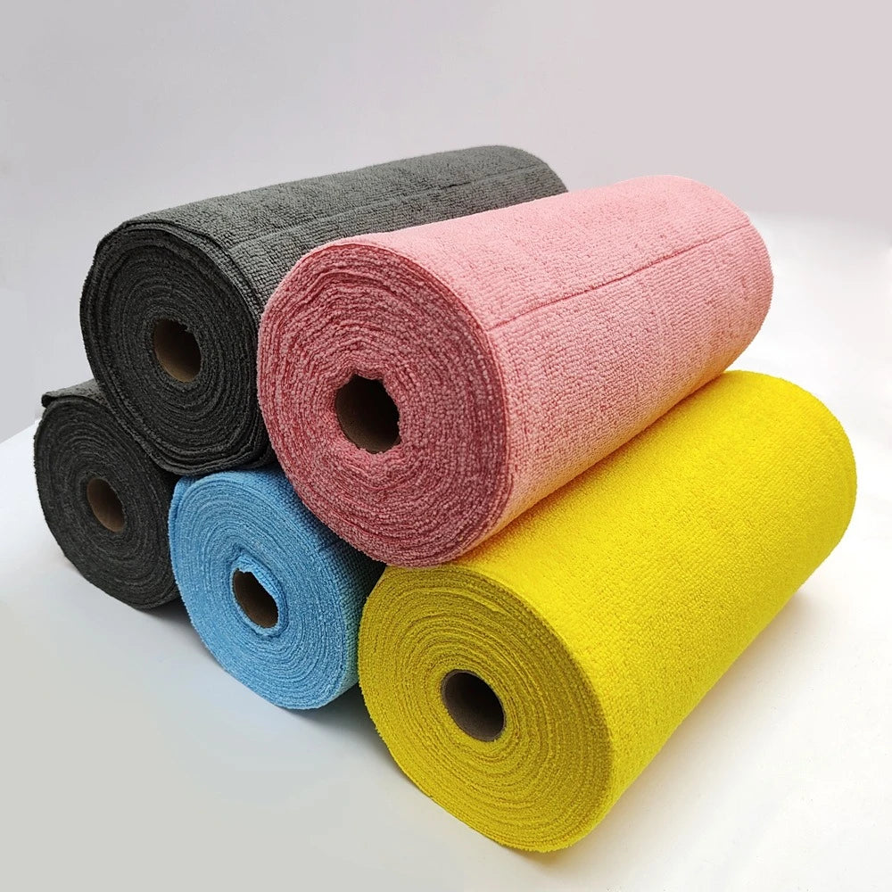 Car Washing Rag 50pcs/Roll Microfiber Tear-Towel Reusable Cleaning Rag Multi-Purpose Dishwashing Towels For Tableware Car Wash