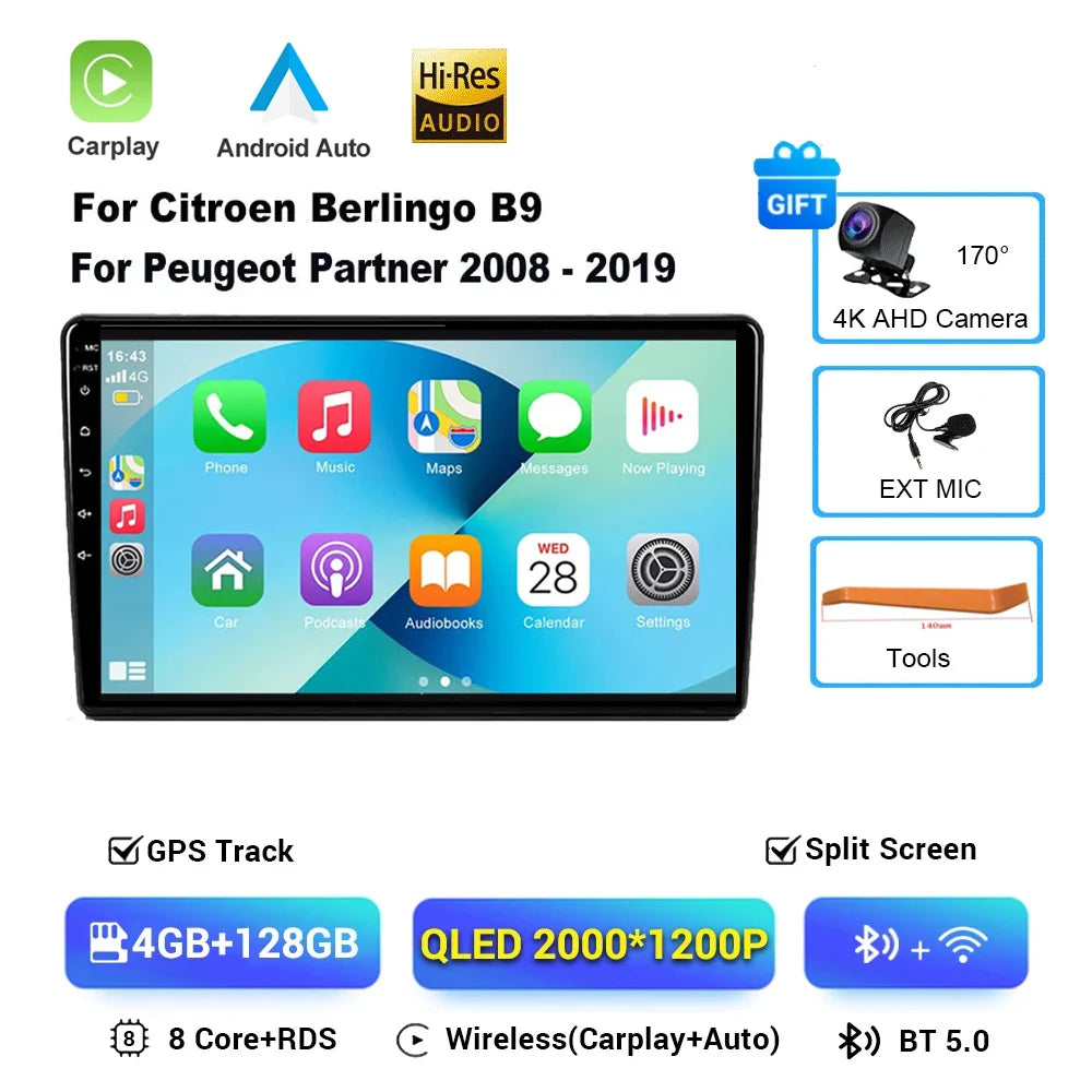 9" Android 16 Car Radio + CarPlay for Citroen Berlingo/Peugeot Partner - image 13