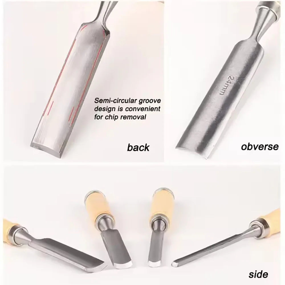 Wood Carving Chisel Set 6/12/18/24mm 4 pcs Professional Carpenter Equipped with Ergonomic Wood Carving Tools DIY Auxiliary Tools