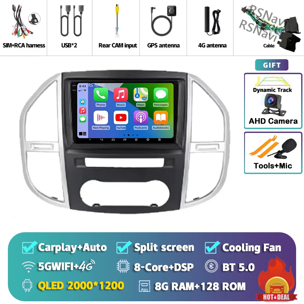 9" CarPlay Android Auto GPS Stereo for Mercedes Vito W447 - image 11