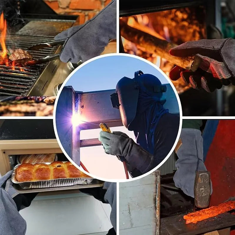 Welding Gloves, Tig/Mig Welding Glove, BBQ Oven Glove, Guantes Para Soldar, Heat-Insulated Mittens