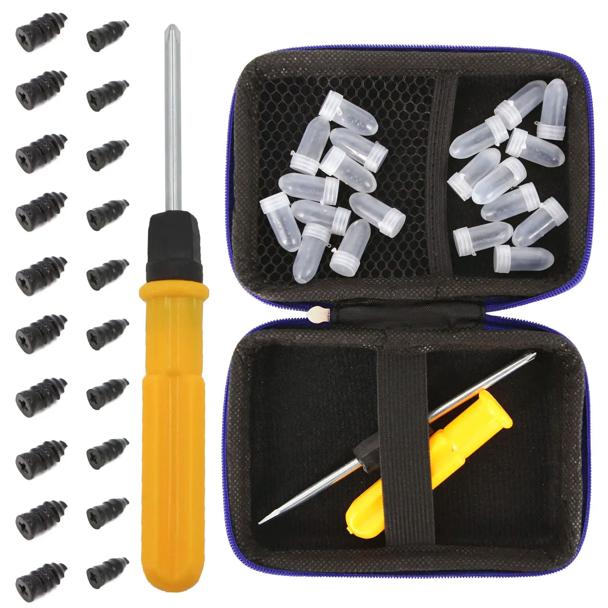Universal Tubeless Tire Repair Kit Emergency Puncture Tools with Rubber T-Plugs