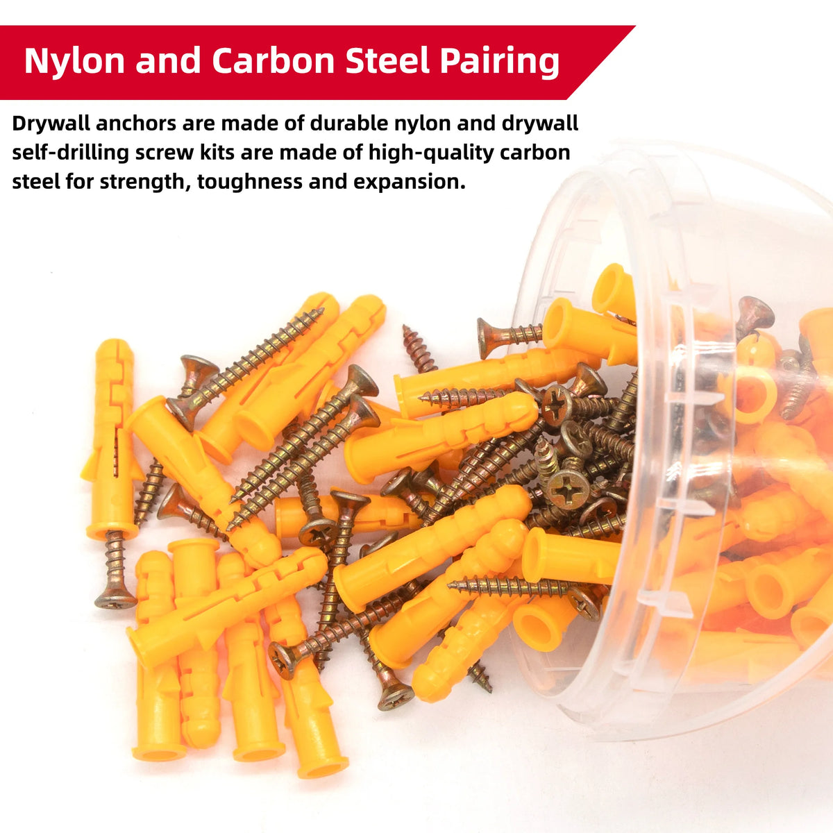 100-Piece Drywall Anchors & Screws Kit – 1/4 x 1-1/2 Inch