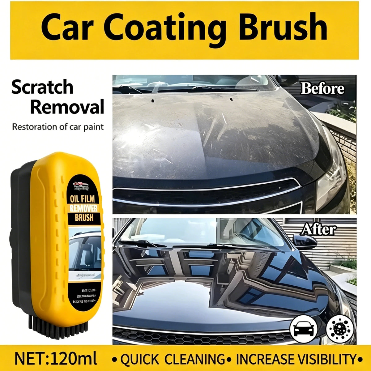 Car Glass Cleaner Brush for Windshield Oil Film Removal - view 4
