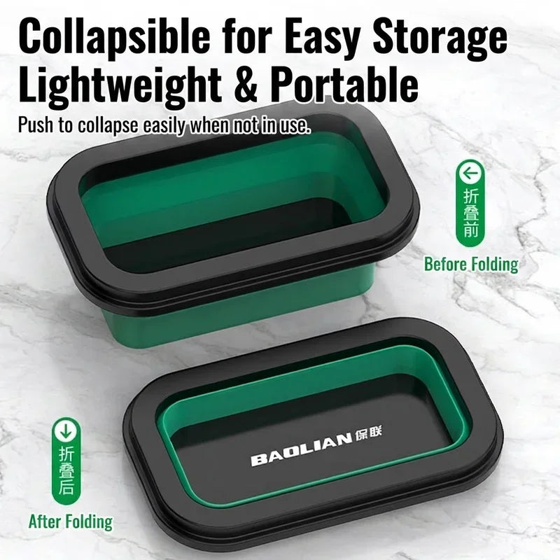 Magnetic Foldable Silicone Tray, Strong Magnetic Depth, Large Space for Convenient Storage of Screw Metal Parts, Auto Repair DIY