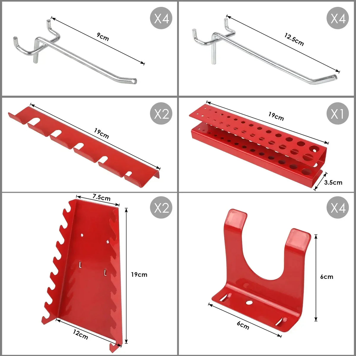 Board Wall Organizer 120x60cm Panel Metal Pegboard Garage Wall Pegboard Tool Storage Kit&17pcs Accessories for Workbench, Garage