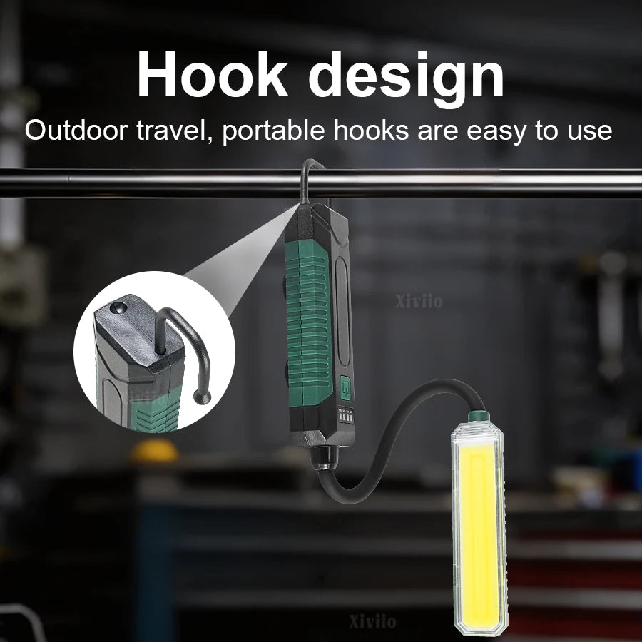 COB LED Work Light Rechargeable Outdoor Emergency Lighting Led Work Light with 360° Swivel Hose,Magnetic,Hanging Hook Car Repair