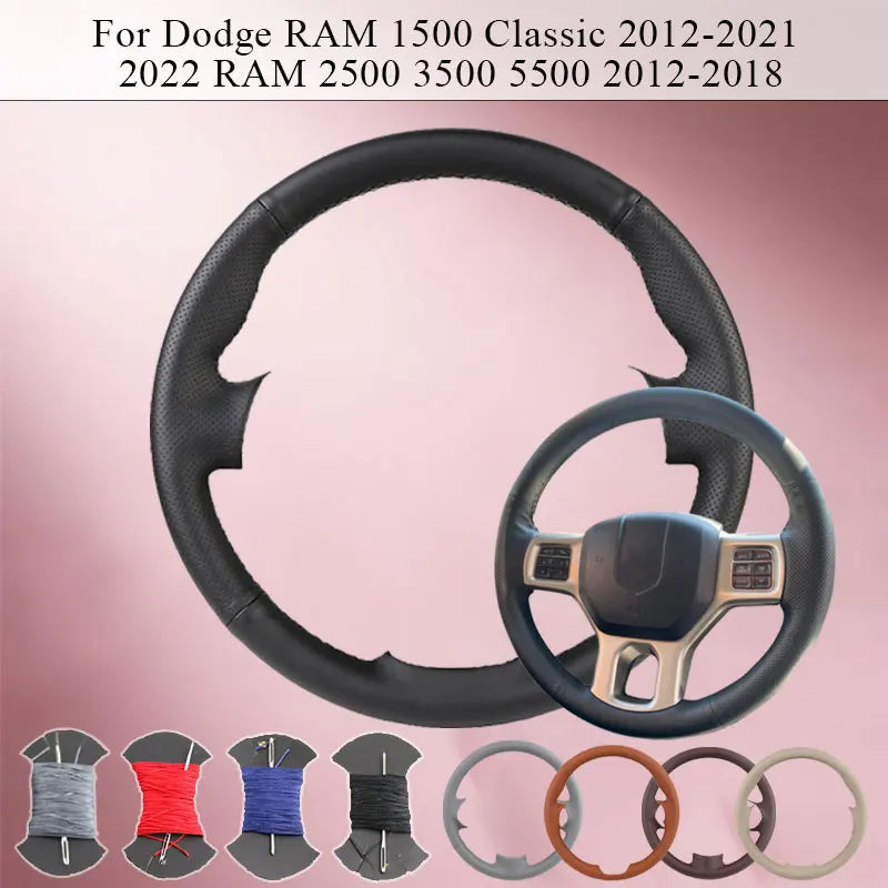 Custom Microfiber Leather Steering Wheel Cover for Dodge RAM