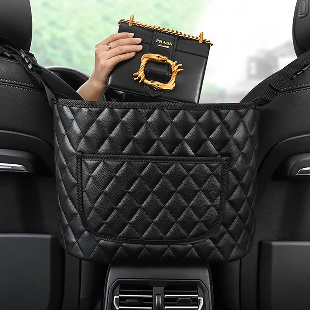Large Car Middle Seat Storage Bag with Net Pocket