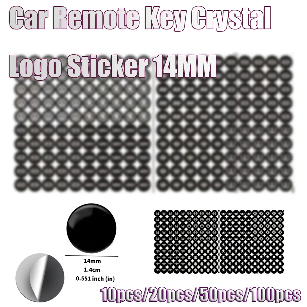Crystal Dome Sticker for Car Remote Key Fob, 14mm