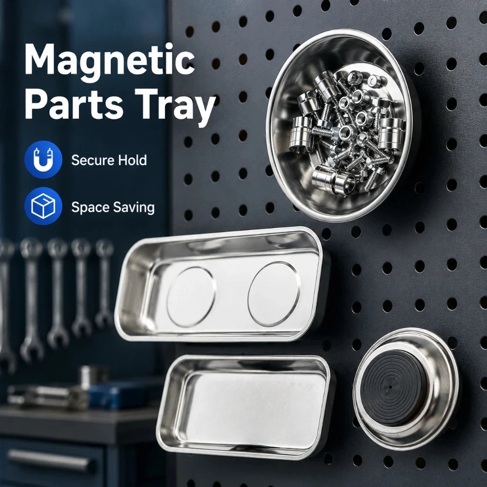 Stainless Steel Magnetic Parts Tray – Holds Screws, Nuts & Bolts