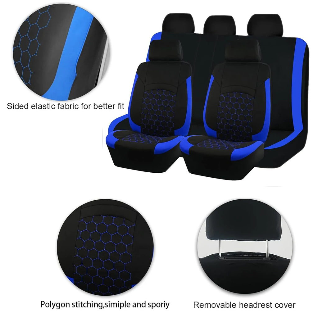 Breathable 9-Piece Car Seat Cover Set for 5 Seats