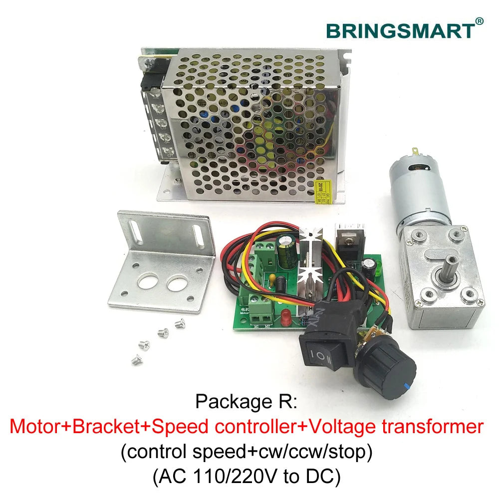 12V/24V DC Worm Gear Motor, Low Speed 2.5-210RPM