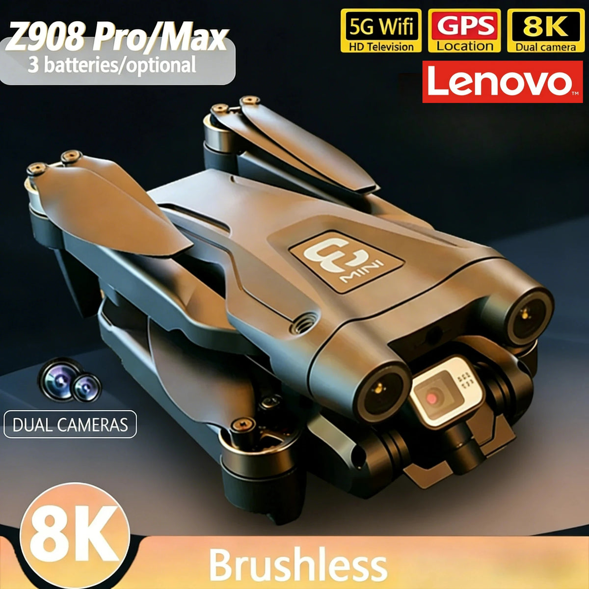 Z908 Pro 4K Dual Camera FPV Drone Brushless Motor Foldable