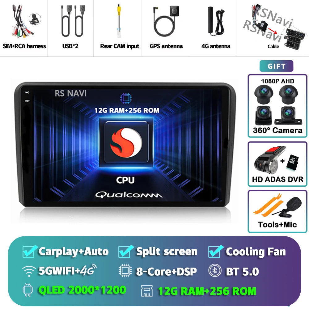 In-Dash Android Auto CarPlay GPS Navigation for Audi A3 2003-2013 - image 17