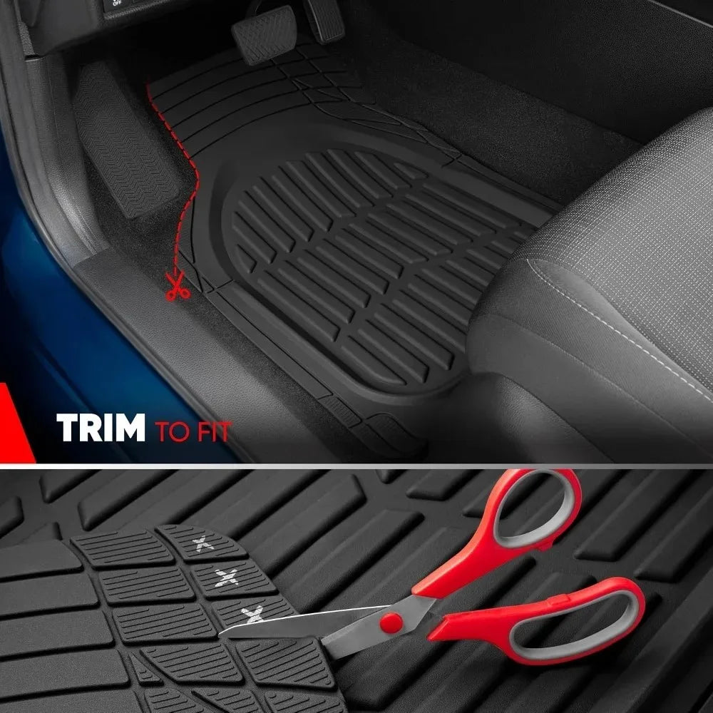 3 Piece Universal PVC Car Floor Mats Anti Slip Waterproof Durable All Weather Rubber Mat Set For Car Interior Protection Kit