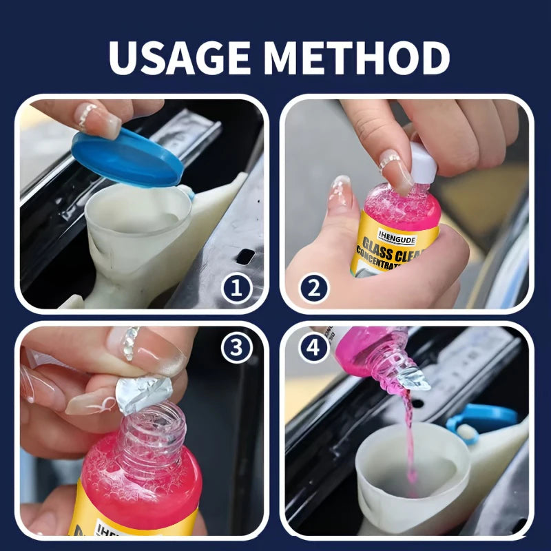 Car Glass Concentrated Coating Waterproof Windshield Wiper Fluid, Keeps It Smooth, Rainproof and Anti-Fog Without Streaks, Quickly Restores Glass Clarity