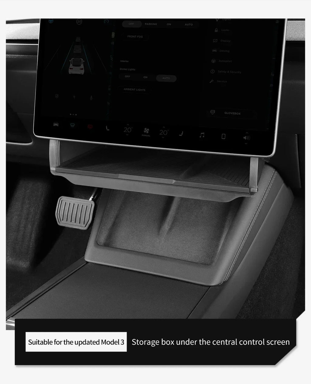 Under Screen Hidden Storage Tray for Tesla Model 3 and Model Y