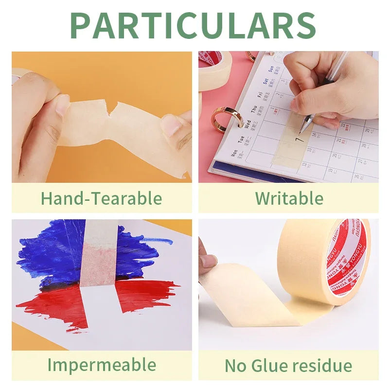 Masking Tapes Walls Car Paint Protection Crepe Paper Beige Extra Wide Adhesive Tape Gift Decoration No Trace Washi Tape