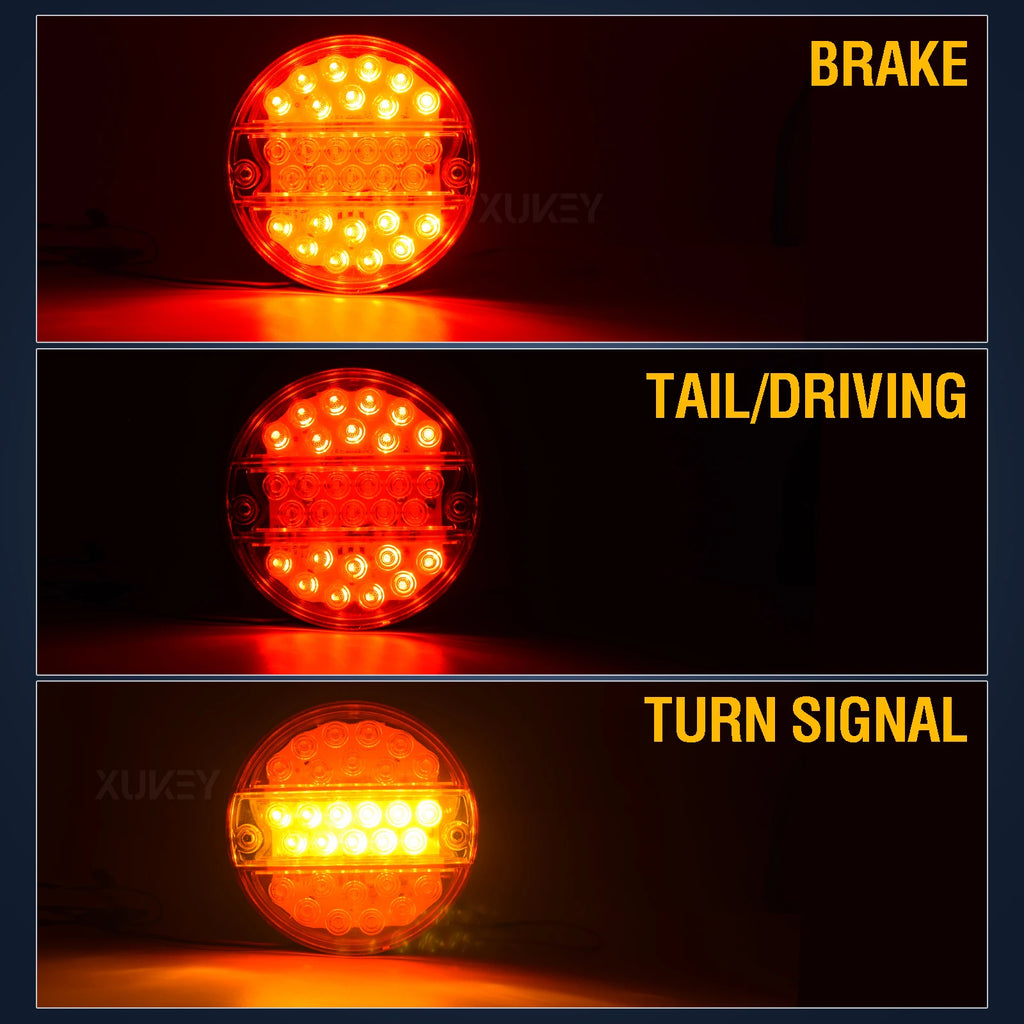 LED Trailer Rear Lights 12V/24V Round Waterproof Tail Lamp Brake Turn Signal Reflector