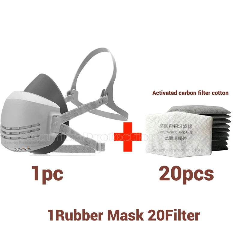 21-in-1 Half Face Dust Mask Respirator with Carbon Filter Cotton