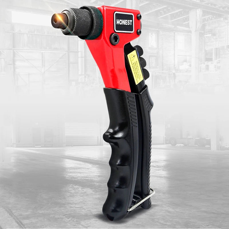 Heavy-Duty Rivet Gun Hand Riveter Blind Rivets Gun, Effort-Saving Design Includes 4 Interchangeable Nozzles (2.4-3.2-4.0-4.8mm)