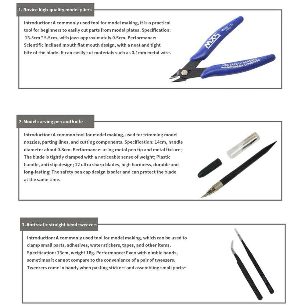 DIY Model Making Basic Tools for Craft Model Car Hobby Building Repairing Assembly Tool Handmade Scissors Tweezers Building Kit
