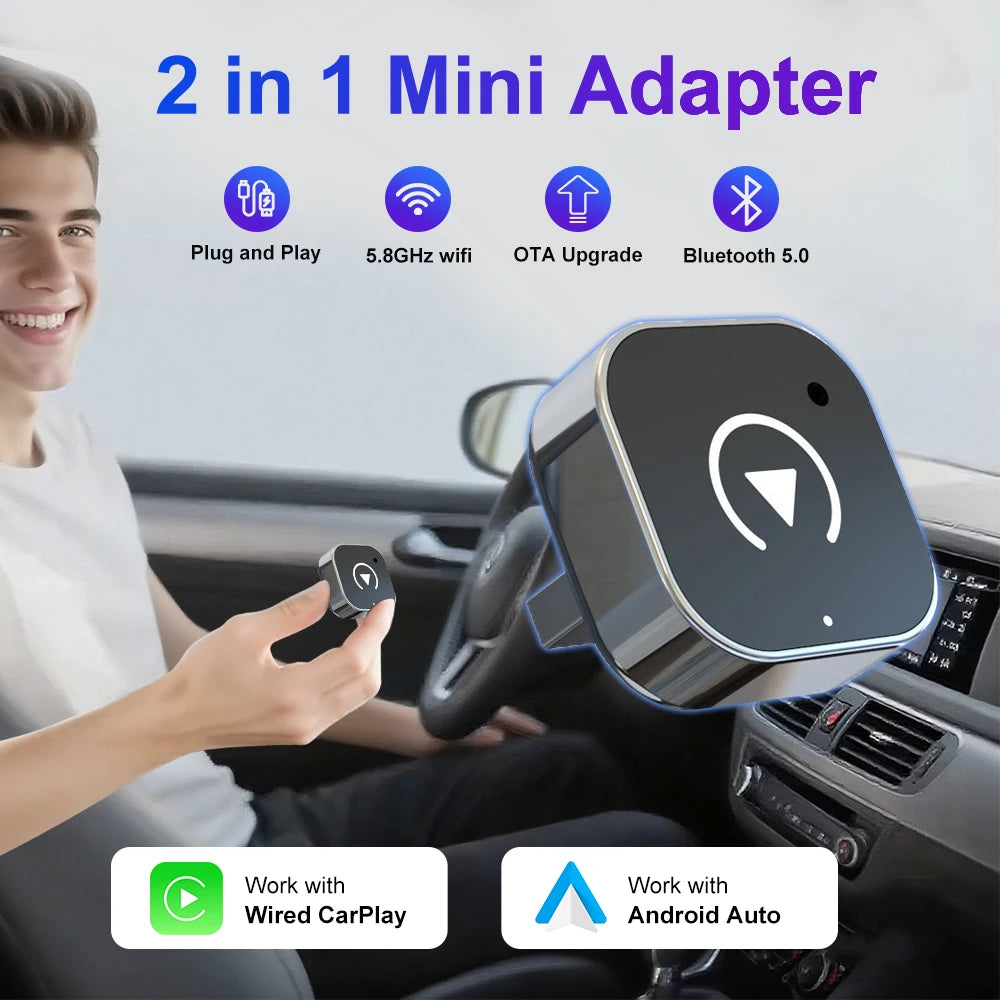 Wired to Wireless CarPlay and Android Auto Adapter, 4 Models