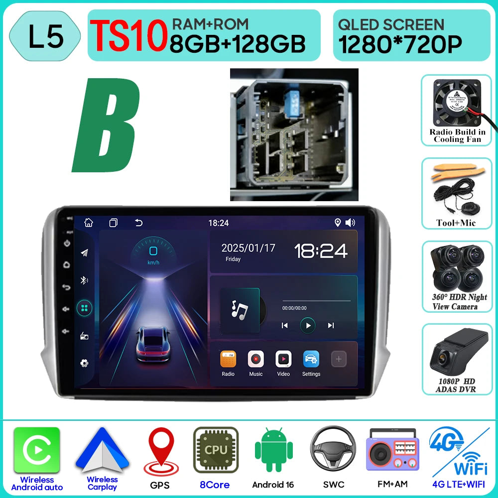 Peugeot 2008/208 10" Android 16 GPS Navigation Stereo (2012-2018) - image 8