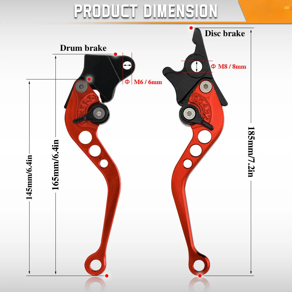 Universal Motorcycle Brake Levers Motorcycle Front Disc Rear Drum Brake Accessories Modified Horn Adjustable Hand Lever GY6
