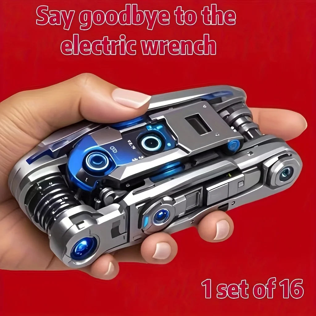 Stainless Steel 16-in-1 Socket Wrench Set for Car & Home