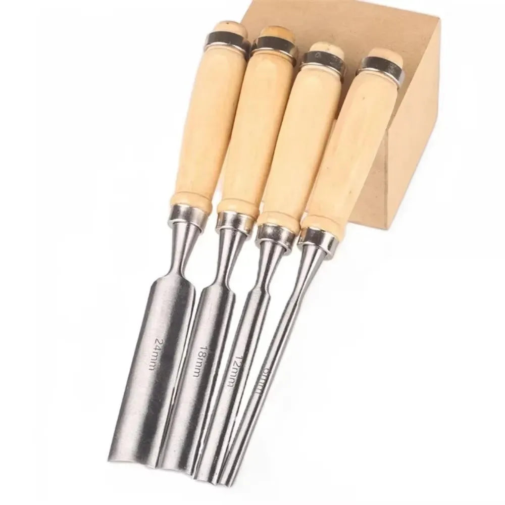 Wood Carving Chisel Set 6/12/18/24mm 4 pcs Professional Carpenter Equipped with Ergonomic Wood Carving Tools DIY Auxiliary Tools