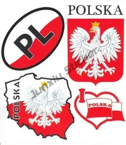 Polish Flag and Heart Vinyl Car Stickers, 13cm Body and Window Decal - view 2