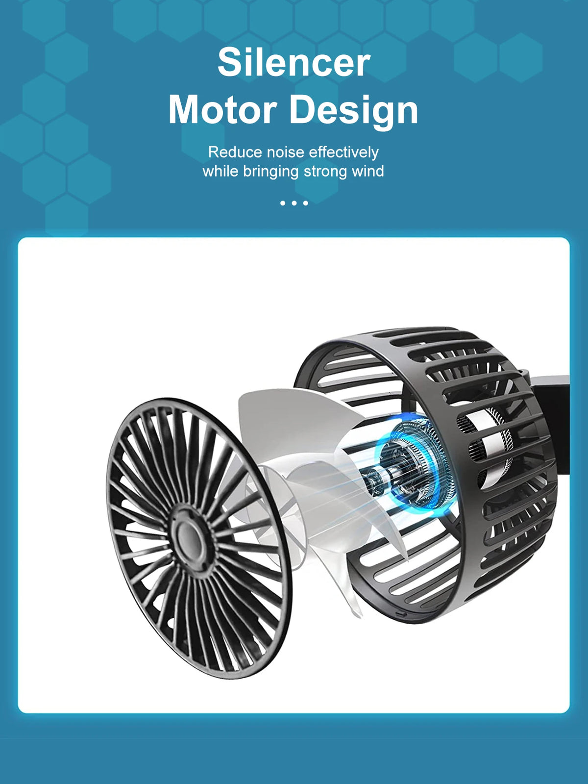 Dual Head Car Seat Back Cooling Fan, USB, 3-Speed, 360° Rotation